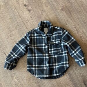 Cozy Black & White Plaid Kids Shirt Jacket